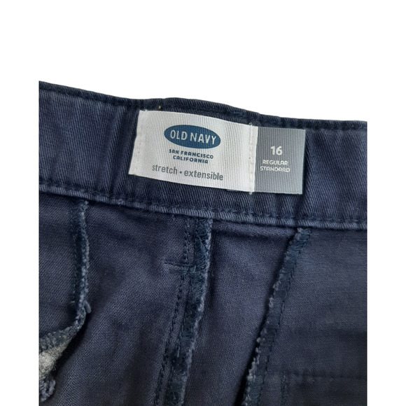 Old Navy Boy's Navy Blue Bootcut Chino Uniform Pants Adjustable Waist Stretch 16 - Picture 6 of 10